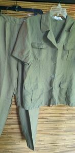 Jennifer Eden Olive Green Safari Suit Sz 12